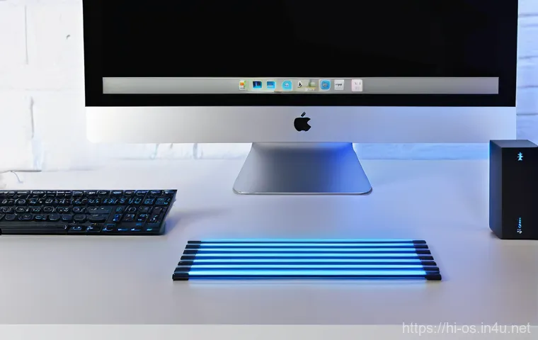 macOS에서 외장 SSD 속도 최적화 - **Prompt 2: The Art of Digital Maintenance**
    "A clean, still-life style photograph of a pair of ...