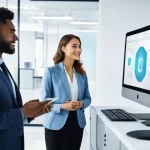 리눅스에서 사용자 계정 관리 방법 - **Prompt: Secure Onboarding of a New System User**
    **Description:** A wide shot of a brightly li...