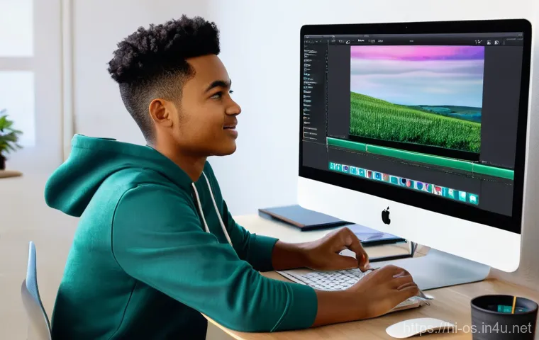 윈도우와 macOS의 기본 소프트웨어 비교 - **Prompt: "Two individuals, one operating a sleek, modern Windows laptop and the other a minimalist ...