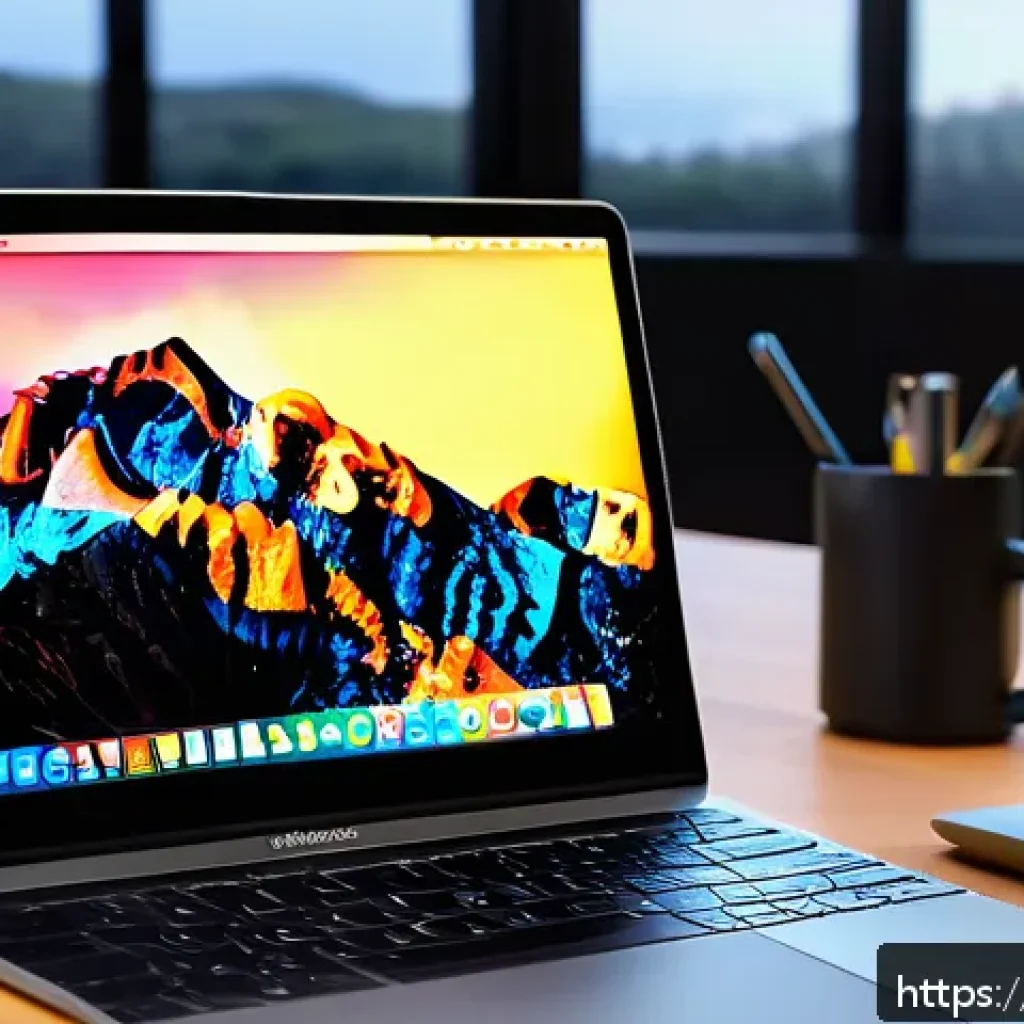 macOS의 화면 녹화 기능 사용법 - A modern workspace featuring a sleek MacBook with macOS Mojave open, displaying the screen recording...