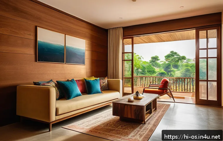 macOS에서 네트워크 속도 최적화 - A modern Indian home interior scene with a central open living space featuring a sleek Wi-Fi router ...